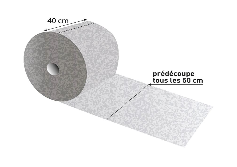 Absorptie rol, 1-laags, grijs, 40cm x 40m, 2 rollen